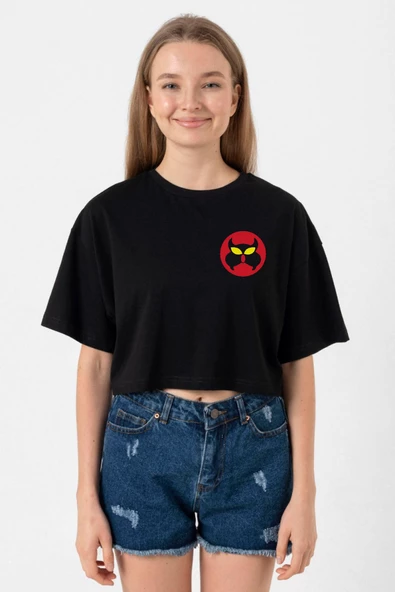 Inspector Gadget Mad Siyah Kadın Crop Tshirt ürün görseli 1