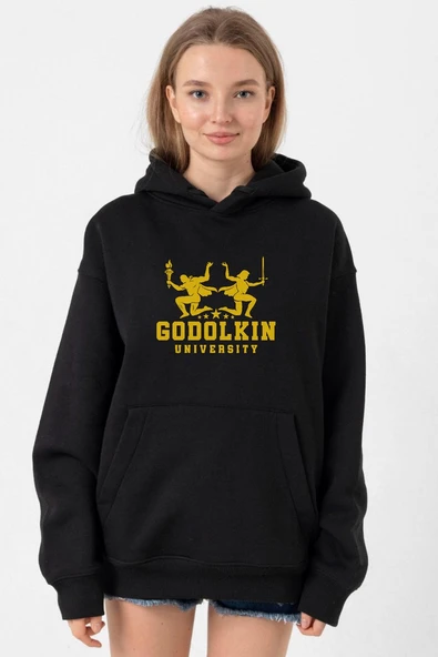 Gen V Godolkin University Logo Siyah Kadın 3ip Kapşonlu ürün görseli 1
