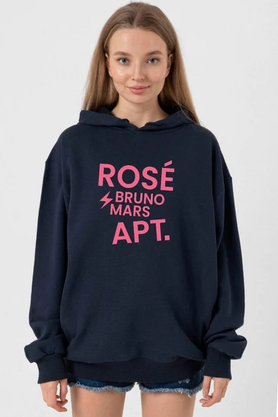 BLACKPINK ROSE BRUNO MARS APT Lacivert Kadın 3ip Kapşonlu ürün görseli 1