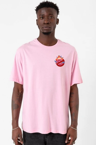 He Man Ghostmasters Logo Pembe Erkek Oversize Tshirt ürün görseli 1