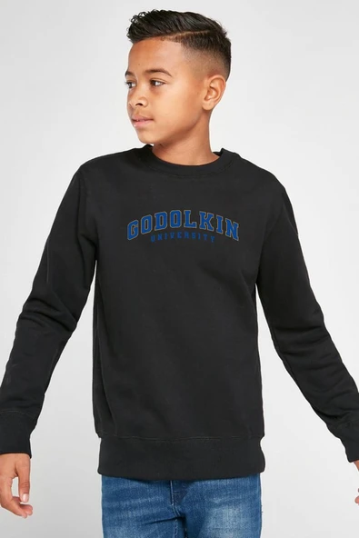 Gen V Godolkin University Letter Siyah Çocuk 2ip Sweatshirt ürün görseli 1