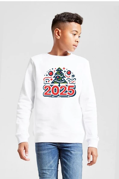 Happy New Year 2025 Essential Beyaz Çocuk 2ip Sweatshirt ürün görseli 1
