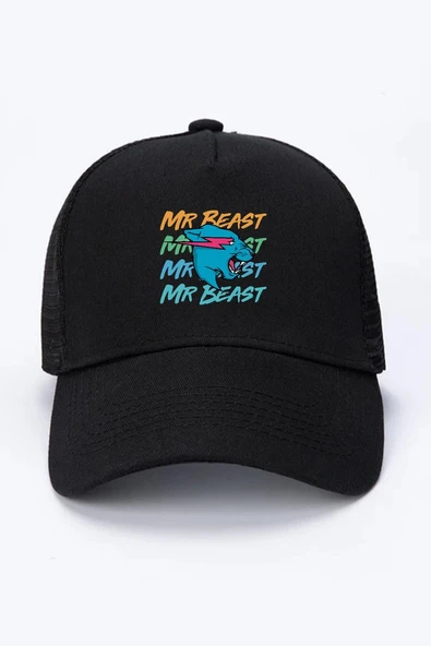 Mr Beast Lettern Siyah Fileli Şapka ürün görseli 1
