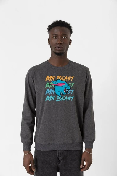 Mr Beast Lettern Füme Erkek 2ip Sweatshirt ürün görseli 1
