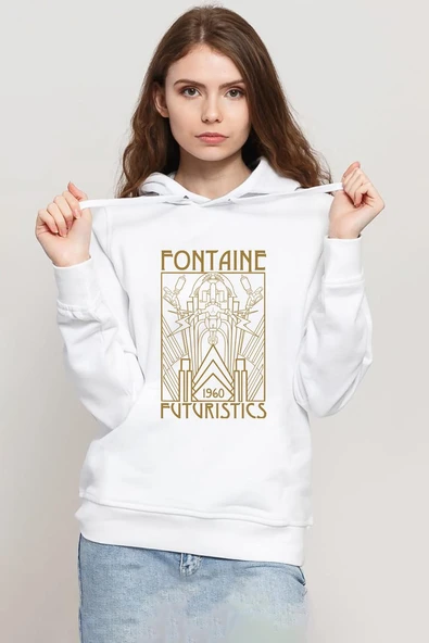 Bioshock Fontaine Futuristics Beyaz Kadın 3ip Kapşonlu Sweatshirt ürün görseli 1