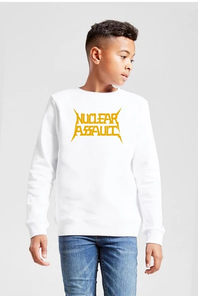 Nuclear Assault Lettern Beyaz Çocuk 2ip Sweatshirt ürün görseli 1