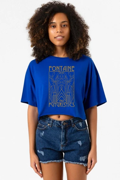 Bioshock Fontaine Futuristics Mavi Kadın Crop Tshirt ürün görseli 1