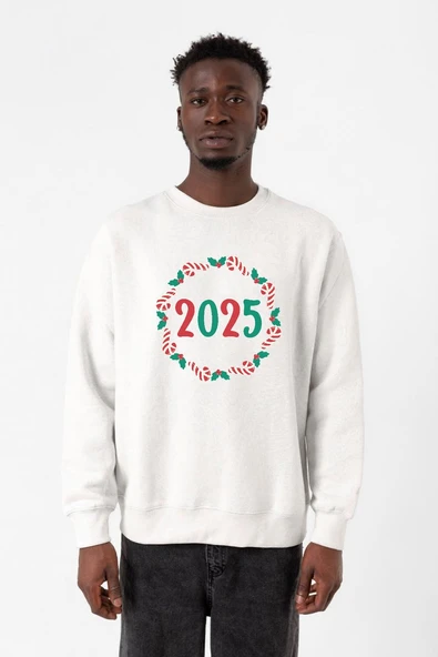 Christmas Holiday Wreath Beyaz Erkek 2ip Sweatshirt ürün görseli 1