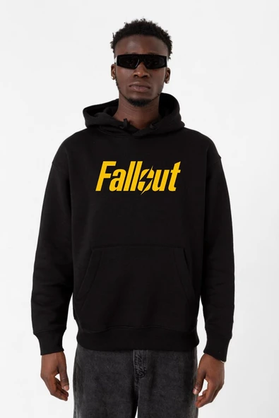 Fallout Lettern Siyah Erkek 3ip Kapşonlu Sweatshirt ürün görseli 1