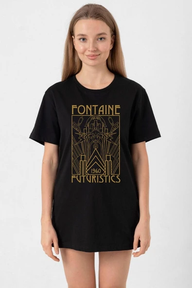 Bioshock Fontaine Futuristics Siyah Kadın Oversize Tshirt ürün görseli 1