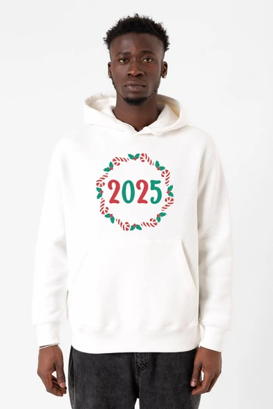 Christmas Holiday Wreath Beyaz Erkek 3ip Kapşonlu Sweatshirt ürün görseli 1
