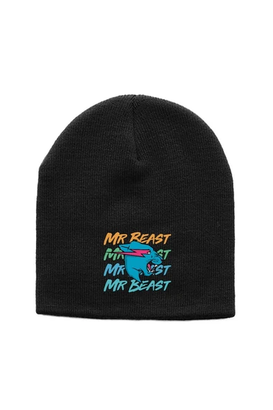 Mr Beast Lettern Siyah Örme Bere ürün görseli 1