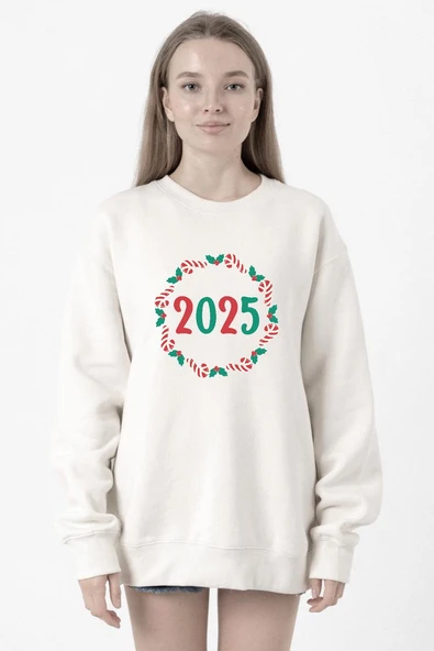 Christmas Holiday Wreath Beyaz Kadın 2ip Sweatshirt ürün görseli 1