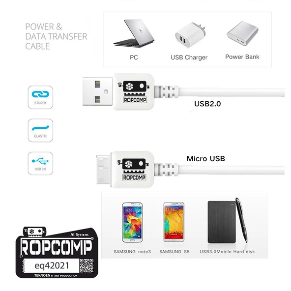 Ropcomp USB Micro-B Data Kablosu USB 2.0 - Resim 2