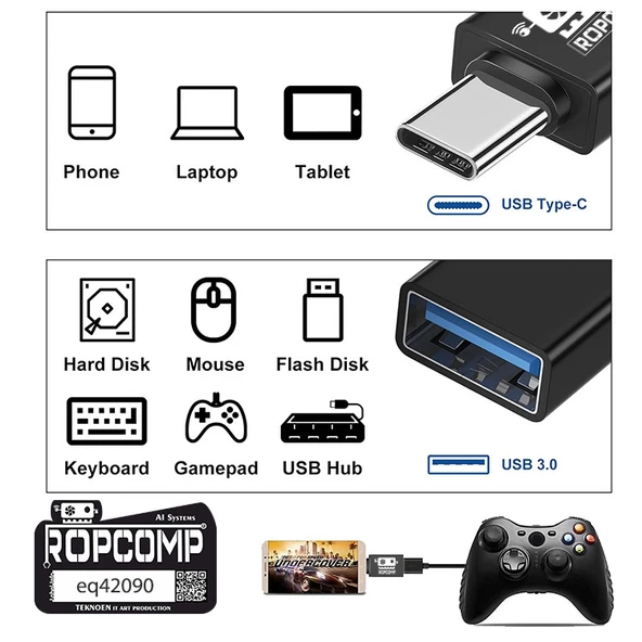 Ropcomp Type C OTG USB 3.0 Adaptör - Resim 2