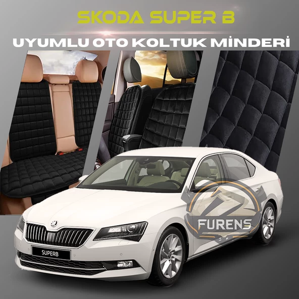 Skoda SuperB Siyah Renk Tay Tüyü Cepli & Terletmez Sırtlı Oto Koltuk Minder Seti - Koltuk Koruma Kılıfı (ÖN & ARKA TAM SET) ürün görseli 1