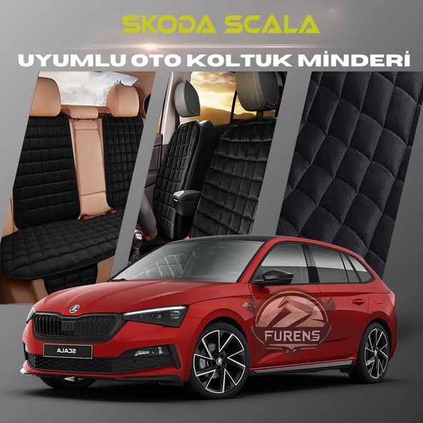 Skoda Scala Siyah Renk Tay Tüyü Cepli & Terletmez Sırtlı Oto Koltuk Minder Seti - Koltuk Koruma Kılıfı (ÖN & ARKA TAM SET) ürün görseli 1