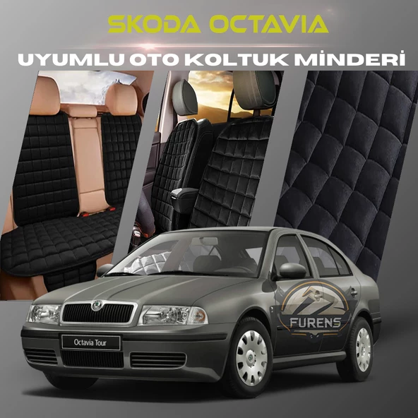 Skoda Octavia Siyah Renk Tay Tüyü Cepli & Terletmez Sırtlı Oto Koltuk Minder Seti - Koltuk Koruma Kılıfı (ÖN & ARKA TAM SET) ürün görseli 1