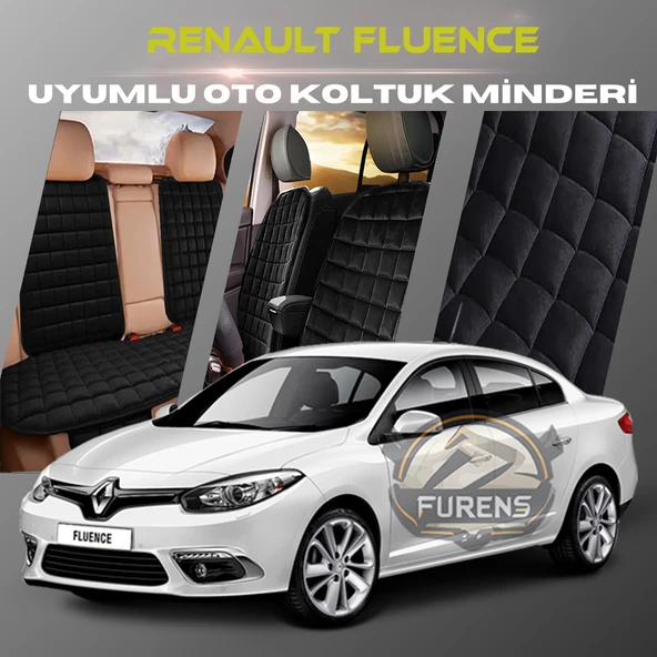Renault Fluence Siyah Renk Tay Tüyü Cepli & Terletmez Sırtlı Oto Koltuk Minder Seti - Koltuk Koruma Kılıfı (ÖN & ARKA TAM SET) ürün görseli 1