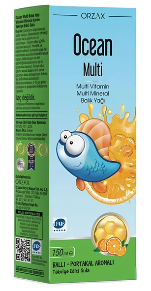 Ocean Multi Omega 3 Ballı Portakal Aromalı Balık Yağı 150 ml ürün görseli 1