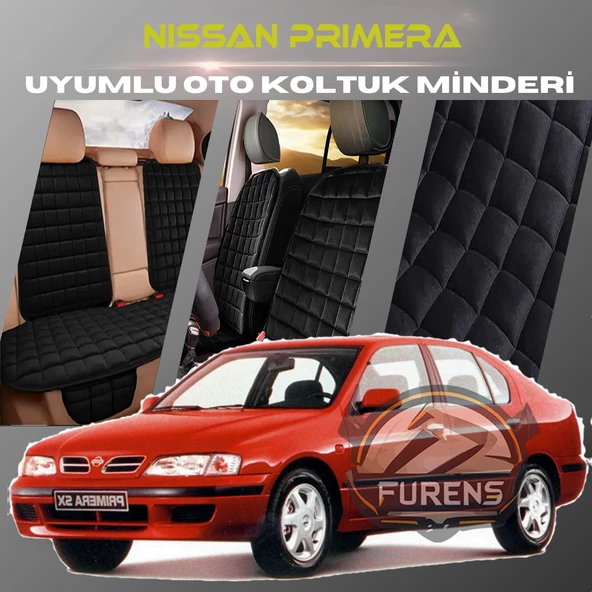 Nissan Primera Siyah Renk Tay Tüyü Cepli & Terletmez Sırtlı Oto Koltuk Minder Seti - Koltuk Koruma Kılıfı (ÖN & ARKA TAM SET) ürün görseli 1