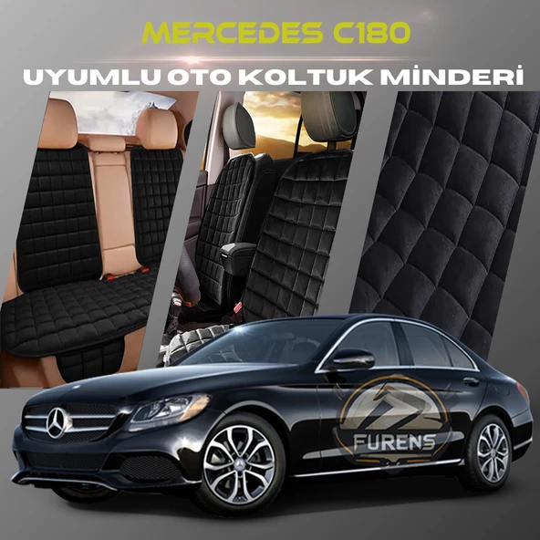 Mercedes C180 Siyah Renk Tay Tüyü Cepli & Terletmez Sırtlı Oto Koltuk Minder Seti - Koltuk Koruma Kılıfı (ÖN & ARKA TAM SET) ürün görseli 1