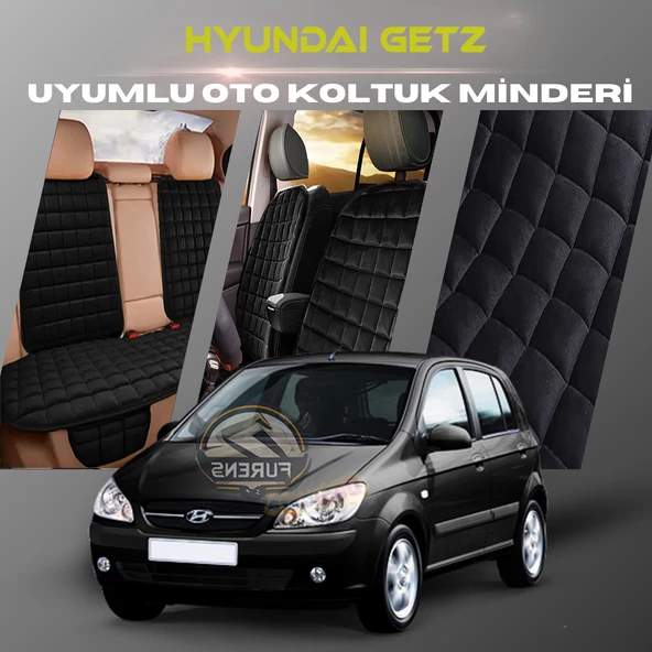 Hyundai Getz Siyah Renk Tay Tüyü Cepli & Terletmez Sırtlı Oto Koltuk Minder Seti - Koltuk Koruma Kılıfı (ÖN & ARKA TAM SET) ürün görseli 1