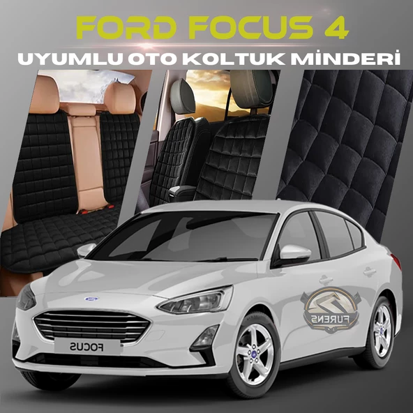 Ford Focus 4 Siyah Renk Tay Tüyü Cepli & Terletmez Sırtlı Oto Koltuk Minder Seti - Koltuk Koruma Kılıfı (ÖN & ARKA TAM SET) ürün görseli 1