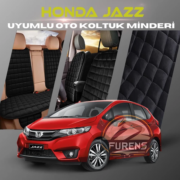 Honda Jazz Siyah Renk Tay Tüyü Cepli & Terletmez Sırtlı Oto Koltuk Minder Seti - Koltuk Koruma Kılıfı (ÖN & ARKA TAM SET) ürün görseli 1