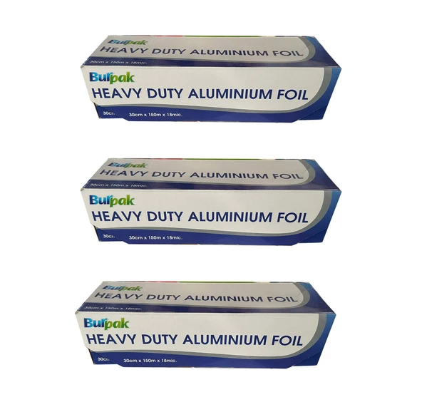 Burpak Heavy Duty Ağır Hizmet Tipi Alüminyum Folyo - 30 Cm. x 150 Metre - 18 Mikron - 3 Paket ürün görseli 1
