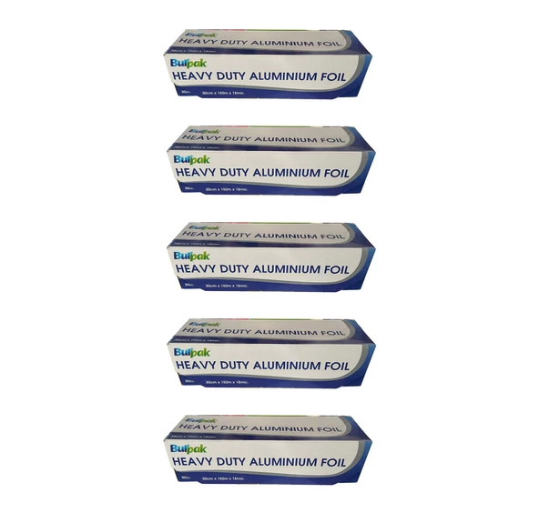 Burpak Heavy Duty Ağır Hizmet Tipi Alüminyum Folyo - 30 Cm. x 150 Metre - 18 Mikron - 5 Paket ürün görseli 1