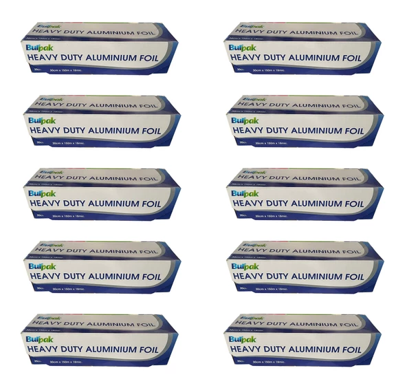 Burpak Heavy Duty Ağır Hizmet Tipi Alüminyum Folyo - 30 Cm. x 150 Metre - 18 Mikron - 10 Paket ürün görseli 1