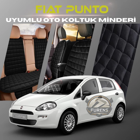 Fiat Punto Siyah Renk Tay Tüyü Cepli & Terletmez Sırtlı Oto Koltuk Minder Seti - Koltuk Koruma Kılıfı (ÖN & ARKA TAM SET) ürün görseli 1