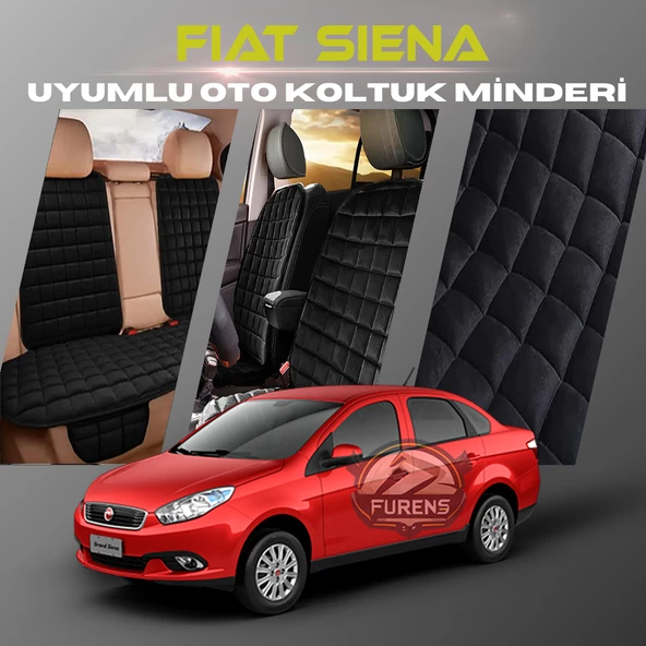 Fiat Siena Siyah Renk Tay Tüyü Cepli & Terletmez Sırtlı Oto Koltuk Minder Seti - Koltuk Koruma Kılıfı (ÖN & ARKA TAM SET) ürün görseli 1
