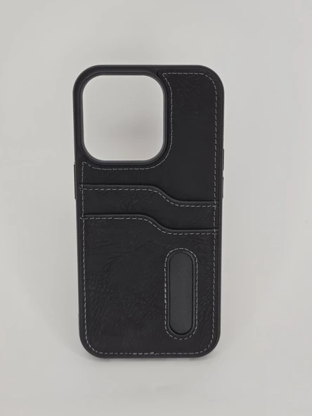 İPHONE 14 PRO DERİ GÖRÜNÜM SİYAH KILIF ürün görseli 1