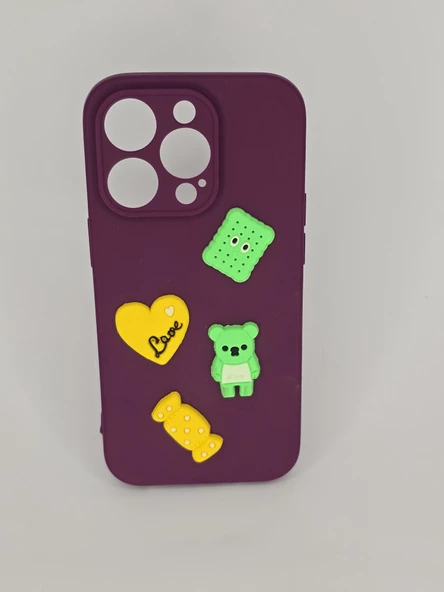 İPHONE 14 PRO CAPPY SİLİKON ŞEKİLLİ MOR KILIF ürün görseli 1