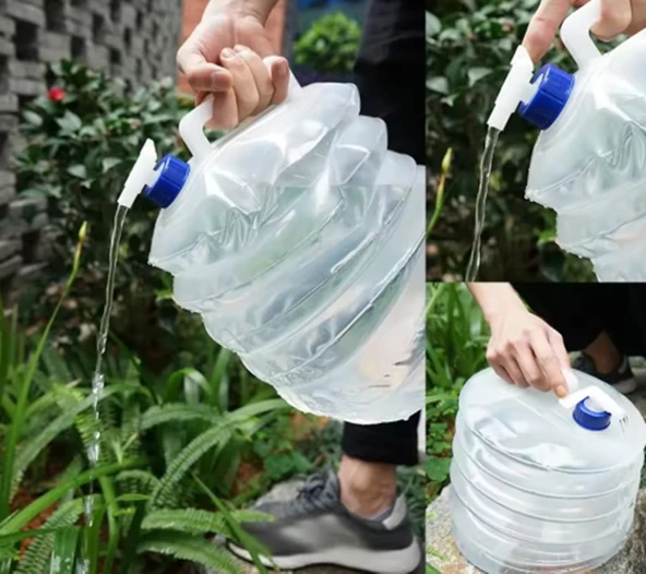 Katlanır Su Bidonu 5Litre Katlanabilir Musluklu Su Bidonu ( Yer Kaplamaz ) ürün görseli 1