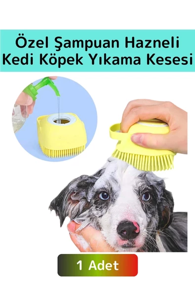 Özel Yumuşak Cilde Zararsız Masaj Etkili Şampuan Hazneli Evcil Hayvan Kedi Köpek Banyo Yıkama Kesesi ürün görseli 1