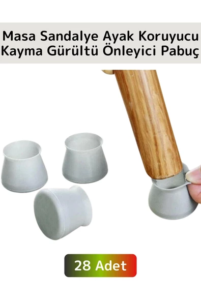 Kayma Çizilme Gürültü Önleyici Mobilya Masa Sandalye Zemin Koruyucu Silikon Pabuç Ayak Kılıfı 28Adet ürün görseli 1