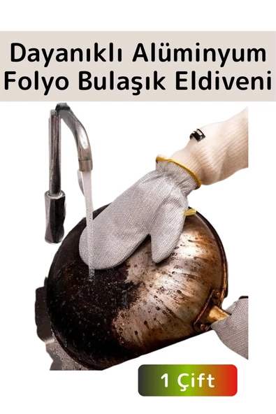 Yüksek Kaliteli Sıcak Su Isıya Dayanıklı Esnek Yağ Kir Temizleyici Alüminyum Bulaşık Eldiveni 1 Çift ürün görseli 1