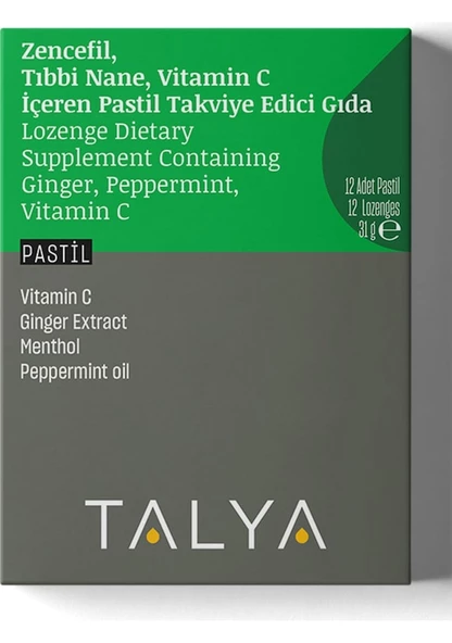 Talya Zencefil Tıbbi Nane Vitamin C İçeren Takviye Edici Gıda 12 Adet Pastil ürün görseli 1