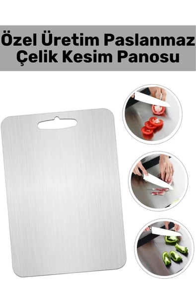 Premium Yüksek Kaliteli Paslanmaz Çelik Dayanıklı Hijyenik Kaymaz Yüzey Mutfak Sebze Et Kesme Panosu ürün görseli 1