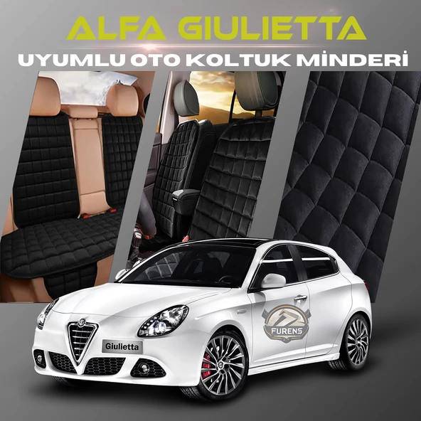 Alfa Romeo Giulietta Siyah Renk Tay Tüyü Cepli & Terletmez Sırtlı Oto Koltuk Minder Seti - Koltuk Koruma Kılıfı (ÖN & ARKA TAM SET) ürün görseli 1