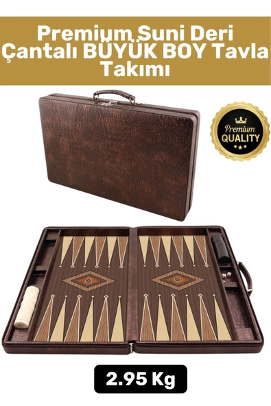 Premium Yüksek Kaliteli Tam Suni Deri Kaplama Fermuarlı Çantalı Akrilik Pullu Büyük Boy Tavla Takımı ürün görseli 1
