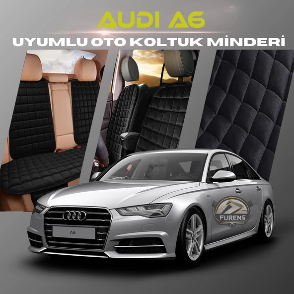 Audi A6  Siyah Renk Tay Tüyü Cepli & Terletmez Sırtlı Oto Koltuk Minder Seti - Koltuk Koruma Kılıfı (ÖN & ARKA TAM SET) ürün görseli 1