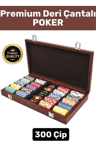 Premium Kilit Sistemli Suni Deri Çantalı 300 Çip Çift Desteli Blackjack Texas Holdem Casino Poker ürün görseli 1