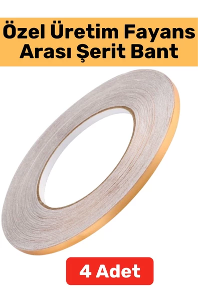Yüksek Kaliteli Kendinden Yapışkanlı Duvar Karo Zemin 5 MtX0.5 Cm Gold Fayans Arası Şerit Bant 4 Ad ürün görseli 1