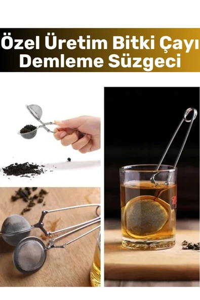 Premium Yüksek Kaliteli Ergonomik Çelik İnce Delikli Geniş Kulplu Bitki Çayı Demleme Süzgeci ürün görseli 1