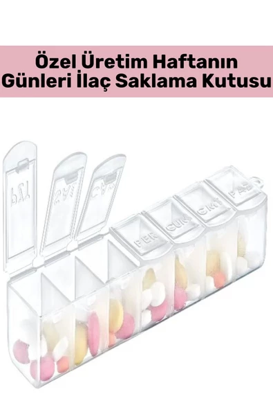Özel Üretim Kompakt Sağlık Dostu Haftanın Günleri 7 Günlük İlaç Tablet Saklama Kutusu ürün görseli 1