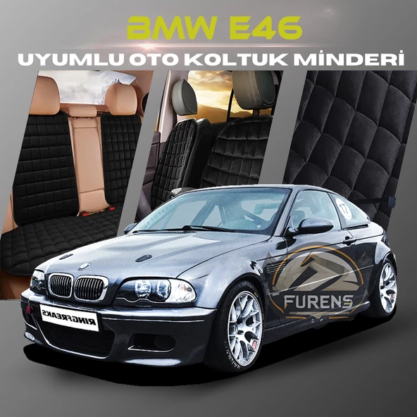 Bmw E46 Siyah Renk Tay Tüyü Cepli & Terletmez Sırtlı Oto Koltuk Minder Seti - Koltuk Koruma Kılıfı (ÖN & ARKA TAM SET) ürün görseli 1